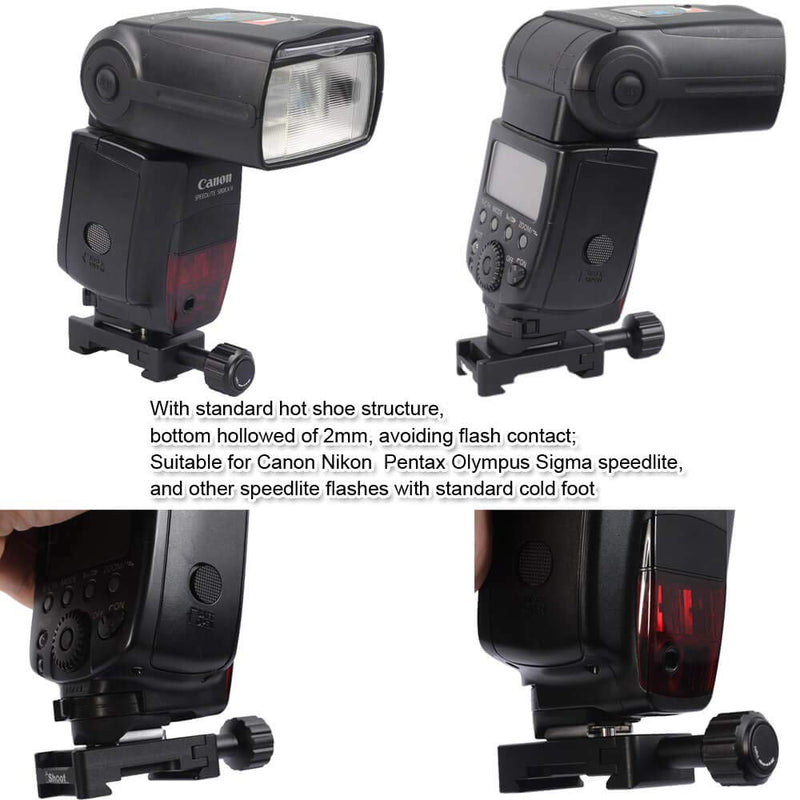 Metal Clamp with Universal Hot Shoe Mount Compatible with 39mm Arca-Swiss Fit Quick Release Pate L-Shaped Camera Holder Bracket Support & Speedlite Flash of Standard Cold Foot