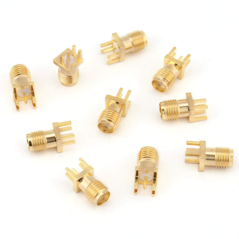 Yosoo SMA socket, SMA built-in socket, 10 piece brass SMA socket connector, SMA PCB sockets Assemble 50 ohm RF connectors for wireless modules