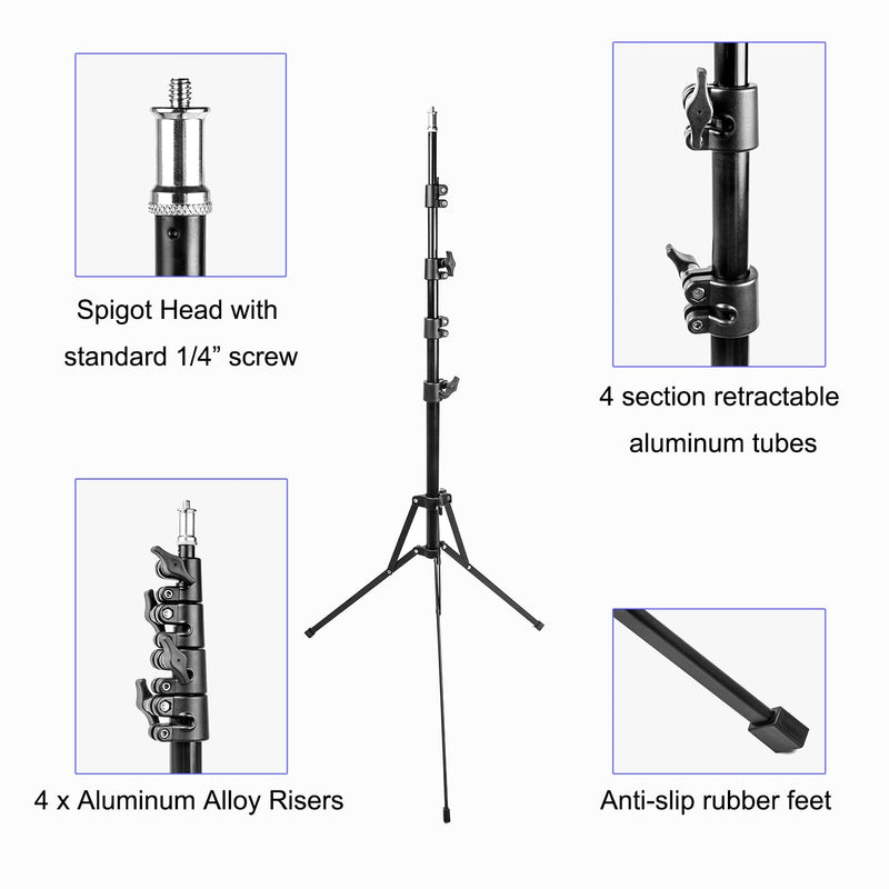 PHOCUS 7ft Portable Light Stand, Reverse Legs Stand for Photography Studio, Speedlite, LED, Video, Ring Light and Outdoor Portrait