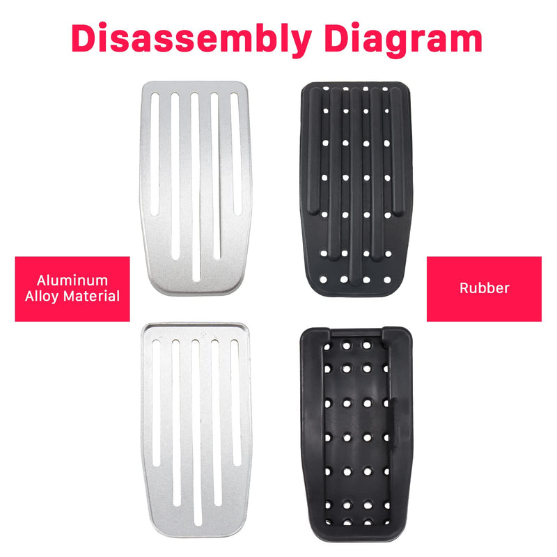 Carwiner Foot Pedal Pads Set for Tesla Model 3 Model Y Performance Aluminum Pedal Covers Accessories Silver 2022-2024 Model 3/Y