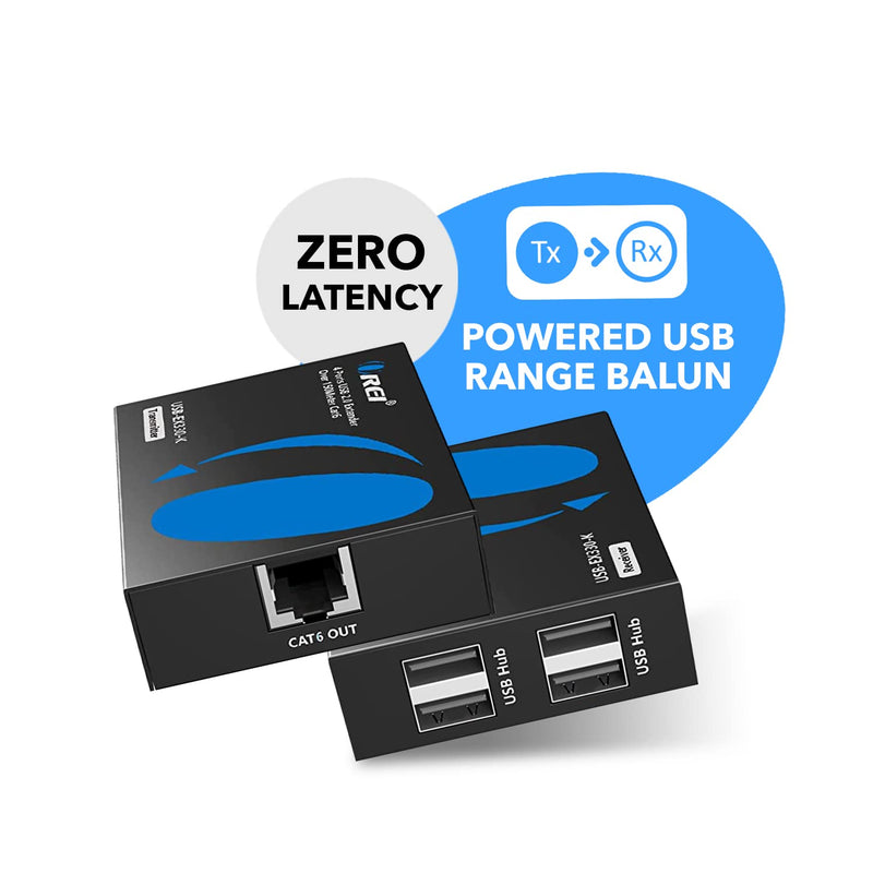 OREI USB Over Ethernet Extender Upto 330 Feet - Extends USB 2.0 Signals Over LAN Ethernet with 2 Ports - Power Over Cable, Long Distance Extension & Support for all Operating Systems (USB-EX330-K)
