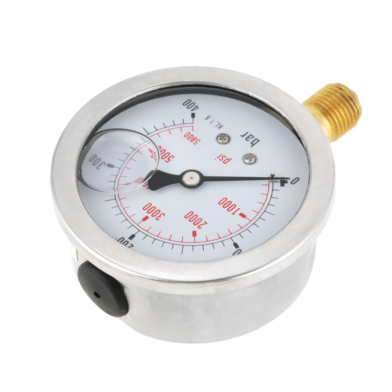 0-400BAR 0-5800PSI G1 / 4 63mm Dial Indicator Hydraulic Pressure Gauge High Precision REUSABLE PACKAGING socialme-eu