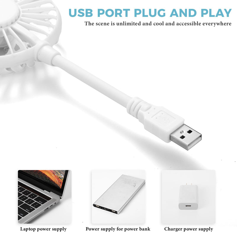 2 Pcs USB Fan Mini Portable Fan for 360 Degree Rotation USB Desk Fan Small Personal Fan Compatible with All USB Outputs Such as Laptop/Power Bank/Plug for Travel Commute Office Camping