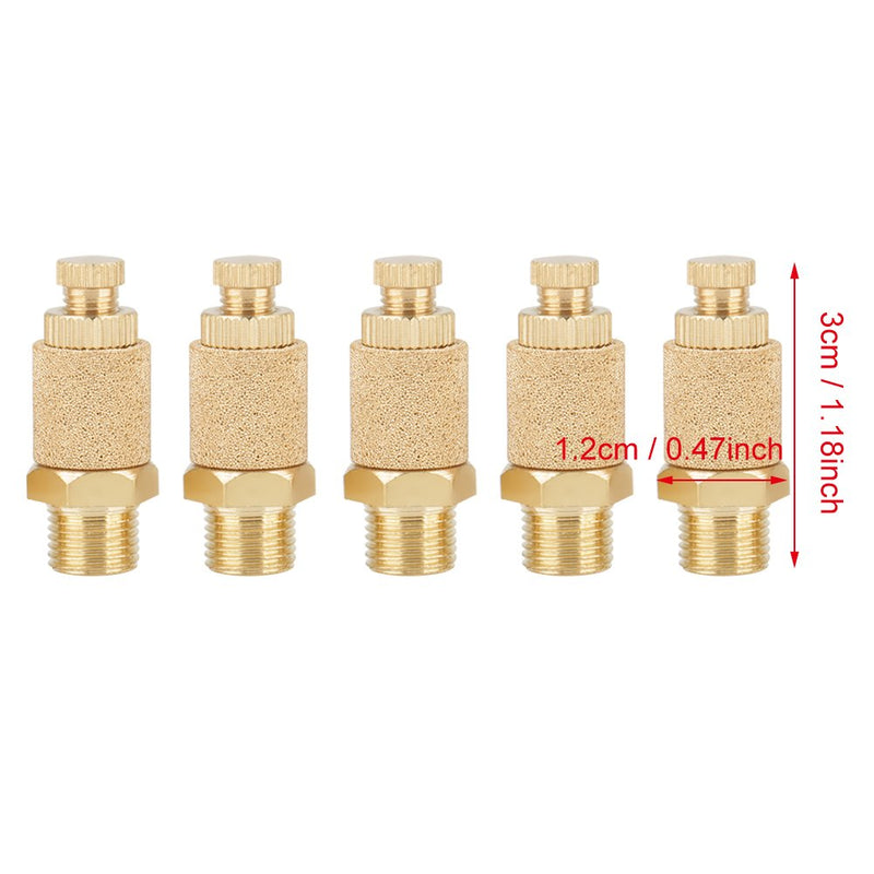 5pcs/set 1/8 BSP Valve Thread Adjustable Brass Pneumatic Silencer Thread Flat Head Pneumatic Air Flow Speed Controller
