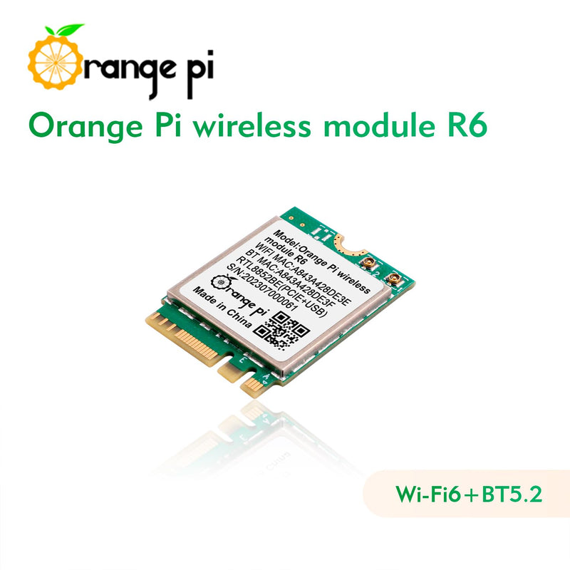 Orange Pi WiFi 6 Wireless Module R6, PCIe Network Card with Bluetooth 5.2, Wireless Adapter for Orange Pi 5 Plus