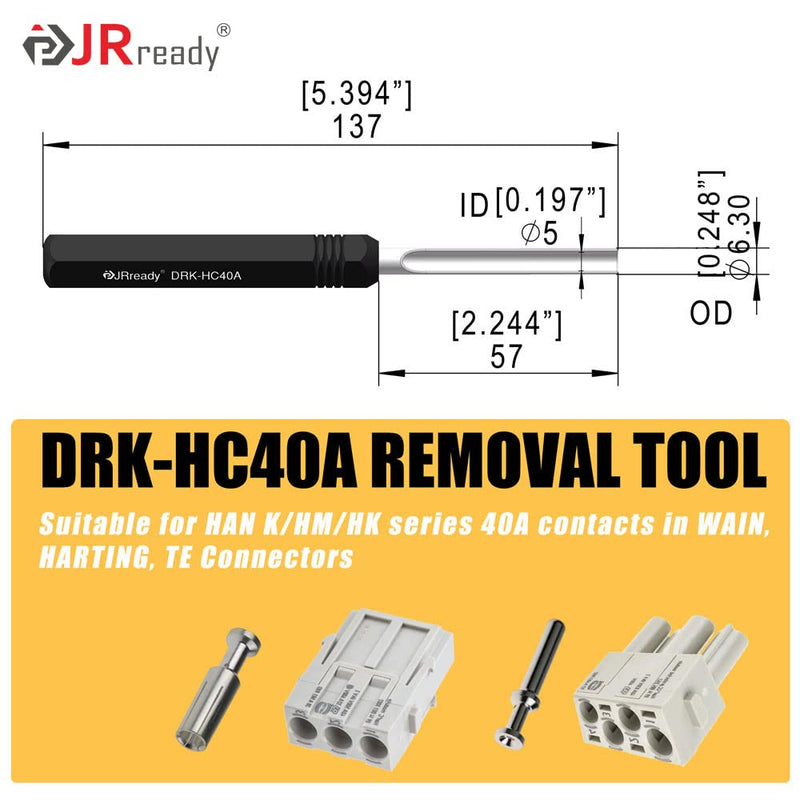 JRready ST5227 Extractor Tools KIT Solid Contact Extraction Tools Removal TE/AMP/HARTING D SUB series HAN series Heavy Duty Connector Terminals 1.Harting series Tube removal tool KIT