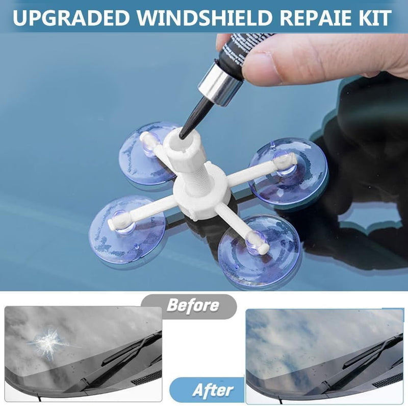 Windshield Crack Repair Kit, Cracks Gone Glass Kit Automotive Windscreen Tool for Fixing Chips, Glass Repair Kit Windshield for Fixing Chips, Cracks, Bulls-Eye and Star-Shape Cack (2 Set)