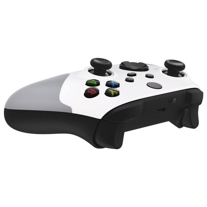 eXtremeRate ASR Version Redesigned Shell for Xbox Core Controller - Performance Rubberized Grip, Anti Sticks Rubbing Rings - Custom Faceplate for Xbox Series X & S Controller - White & Gray