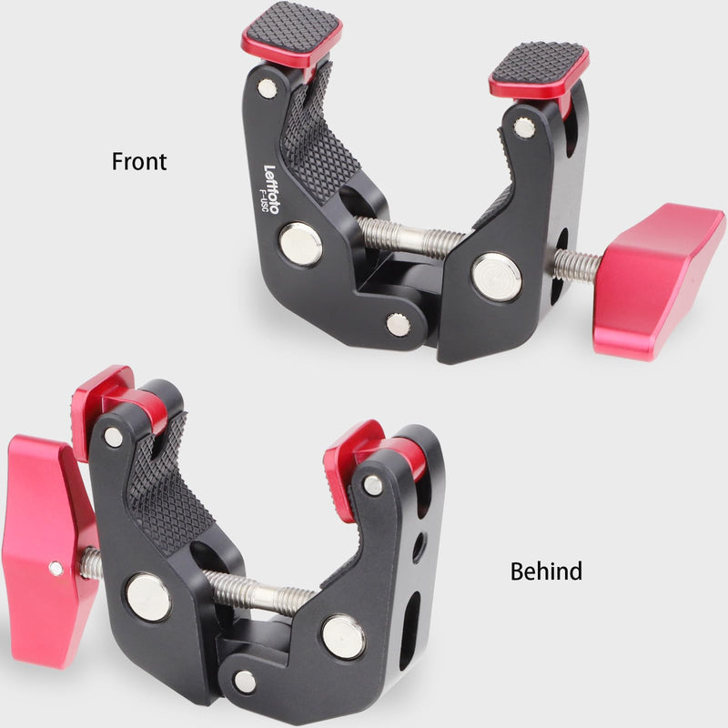 Leftfoto Universal Super Clamp,Crab Shaped Camera Clamp,All-Metal Pliers Clip w/1/4'' and 3/8'' Thread for Tripod Legs/Bicycles/Table/LCD Field Monitors/Microphones/Gopro Sports Camera