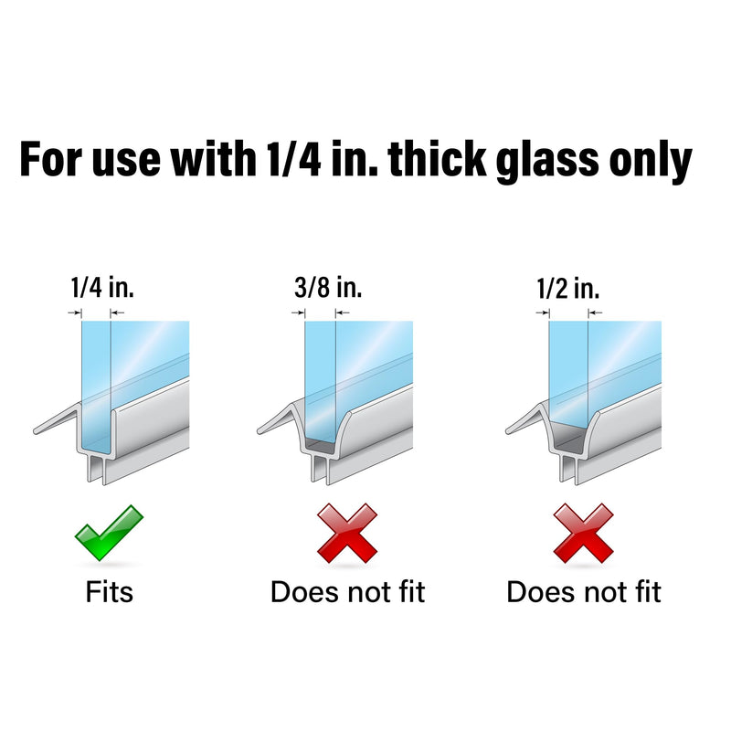 Prime-Line M 6256 Frameless Shower Door Bottom Seal for 1/4 in. Thick Glass Doors, Dual Flap and 45 Degree Drip Guard, 36 in., Clear Vinyl (Single Pack) 1/4 Inch