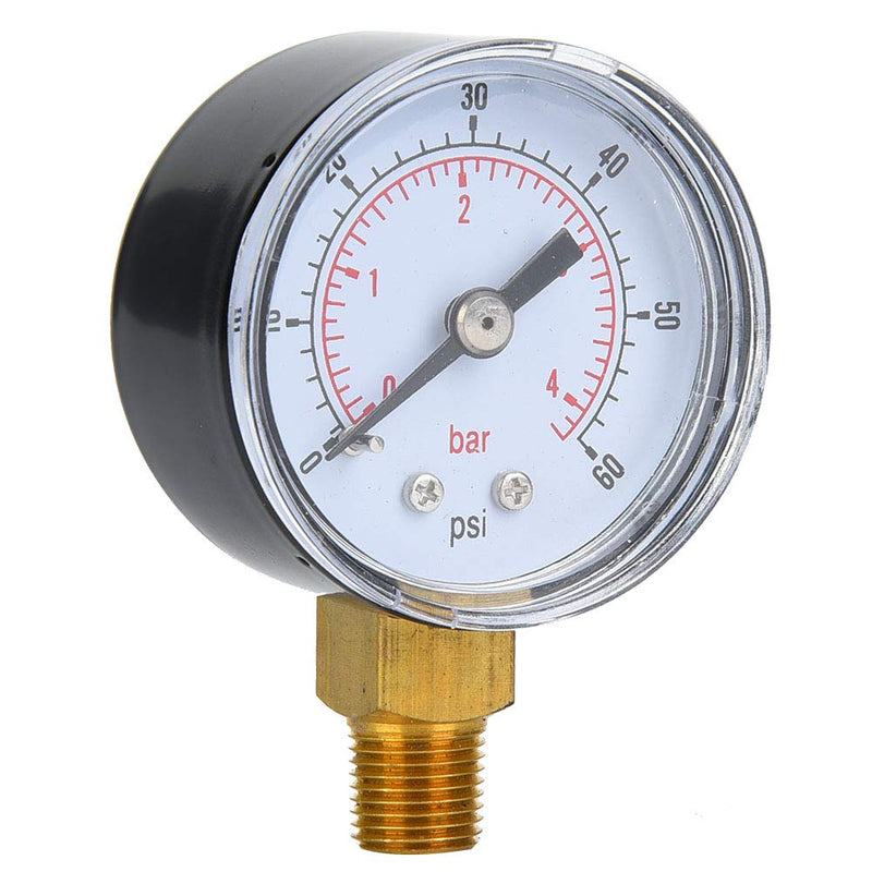Mechanical Pressure Gauge Pressure Gauge Measuring Tool 1/8inch BSPT Base Connection for Air Oil Water Measurement (0-60psi, 0-4bar)