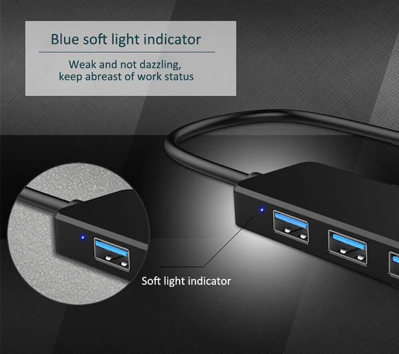 USB Hub, AKWOR 4-Port USB 3.0 Hub USB Splitter USB Expander for Laptop, Xbox, Flash Drive, HDD, Console, Printer, Camera,Keyborad, Mouse-3.3FT USB Hub