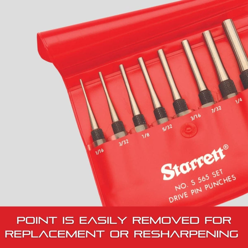 Starrett Hinge Locating Automatic Center Punch with Adjustable Stroke - 125mm Length, 16mm Diameter Tapered Point - 819