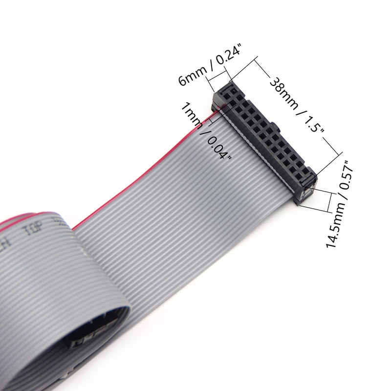 Fielect 2pcs IDC 26 Pin Connector Gray Wire Flat Ribbon Cable Connector Length 30cm 2.54mm Pitch