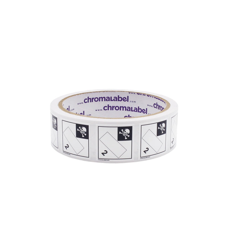 ChromaLabel 2 by 2 Permanent Durable Square D.O.T. Hazard Labels, Hazard Class 2 Blank Label, Black Triangle, 100/Roll 2" x 2" Class 2 Blank - Black Triangle