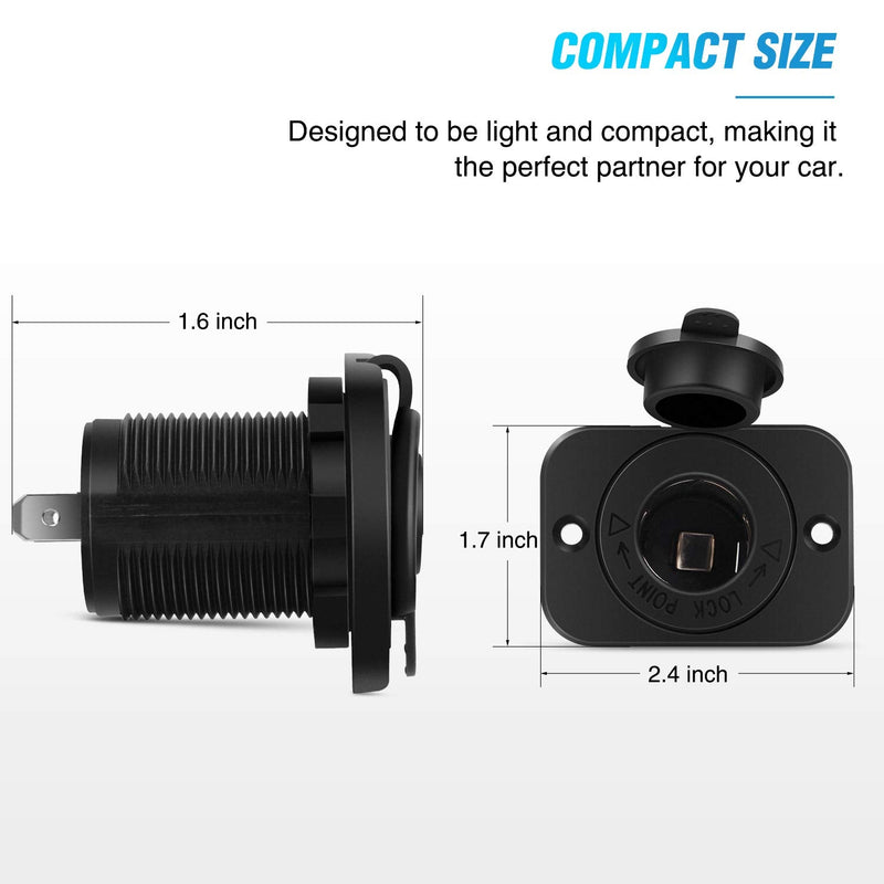 Nilight 2 Pack Car Cigarette Lighter Socket DC 12V Waterproof Power Outlet Adapter Replacement with Terminals Wires and Screws for Marine Boat Motorcycle, Boat, Car,Truck, RV, ATV 2Pcs Cigarette Lighter Socket