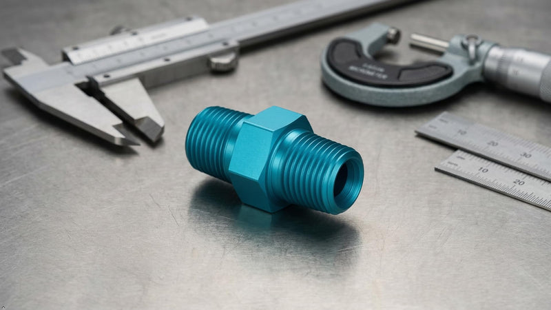 PrecisionGeek Aluminum 1/8 NPT to 1/8 NPT Male to Male Adapter/Coupling Plug, Anodized - 1 Piece (Blue) Blue