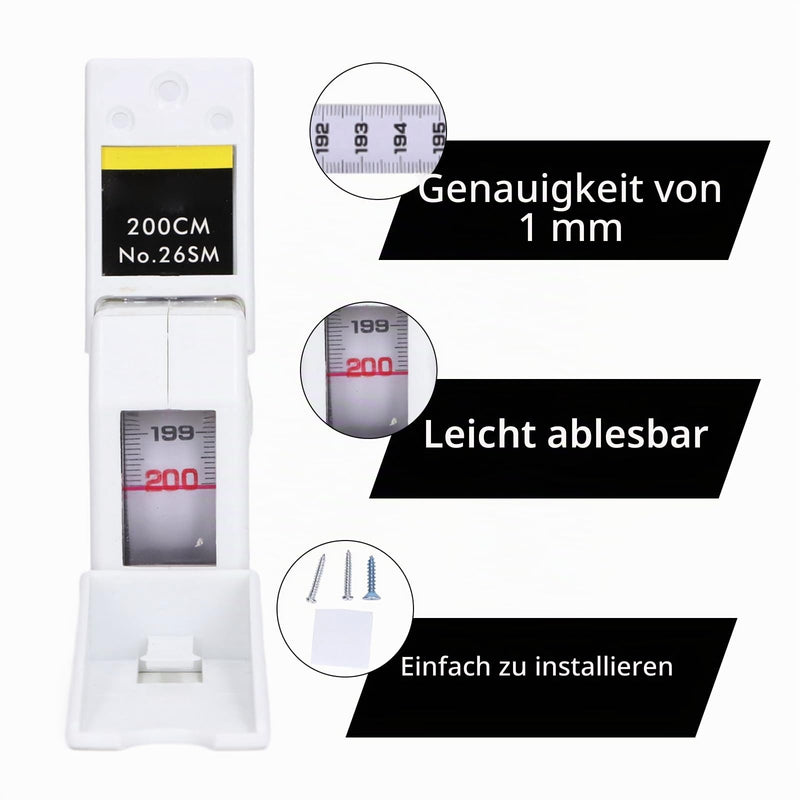 Altimeter, 200 cm Compact Wall Stadiometer for Wall Mounting, Height Ruler, Household, Children, Adults, Role, Rule, Height Measurement, Retraction Strap (White)