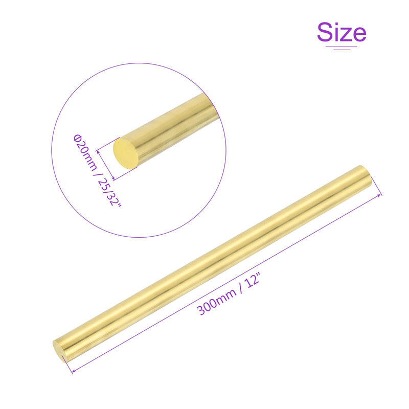 DMiotech 12" x 25/32" Brass Rods, Solid Round Brass Rod for DIY Craft Brass Rods Lathe Bar Stock for Modeling Hobby Rivet Making Handle Pin 12" x 25/32" 1