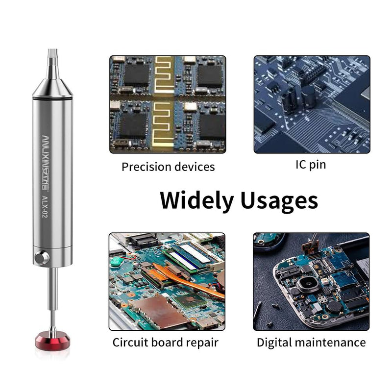 Owootecc Desoldering Pump, No Clogging, Aluminum Alloy Desoldering Pump, Desoldering Tool with 1 Silicone Nozzle, 2 Solder Wick Braids, Stronger Suction for Solder Removal