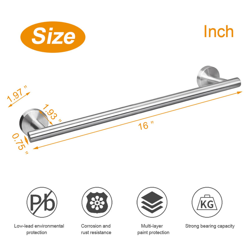 TocTen Bath Towel Bar - 2 Pack Thicken SUS304 Stainless Steel Towel Rack for Bathroom, Bathroom Hardware Accessories Towel Rod Heavy Duty Wall Mounted Towel Holder (16 Inch, Brushed Nickel) 16 IN 2 PACK