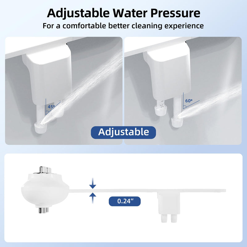 Ultra-Slim 3-in-1 Bidet Attachment for Toilet, Adjustable Warm/Cold Water & Pressure, Self-Cleaning Dual Nozzles for Posterior & Feminine Wash, Easy Install (White） Chrome, Cold & Warm