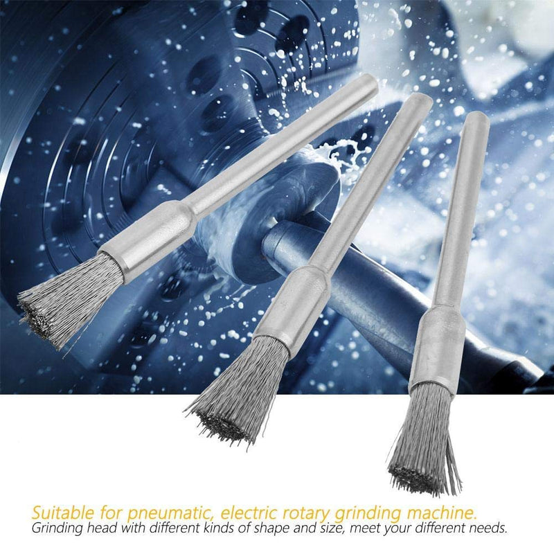 Steel Wire Brush 3 mm Diameter Shaft Mini Polishing Tool for Metal Wood Stone Surface Cleaning (15 Pieces (3 x 5 mm))) (3*5mm