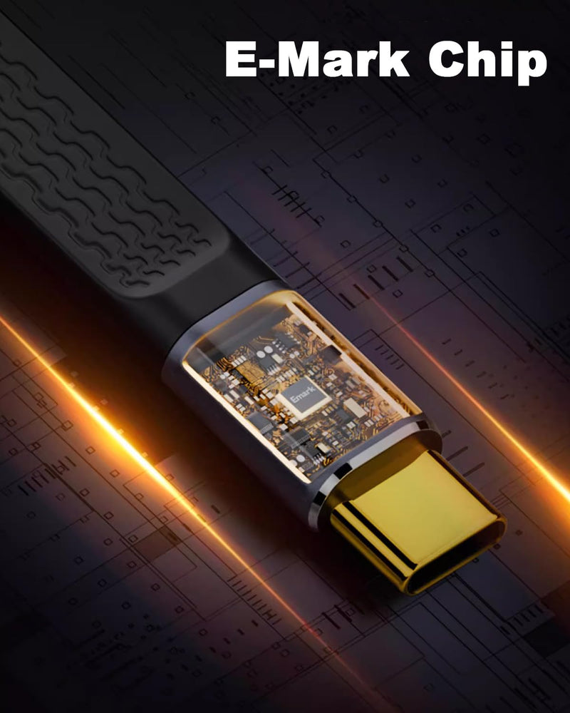 Poyiccot Short USB C to USB C Cable 5inch, 90 Degree Right Angle Type C Cable 240W, Thunderbolt 4 USB 4.0 PD 3.1 Type C Cable for iPhone 15/14, MacBook, Galaxy S23, External SSD, Docking Station Middle Angle