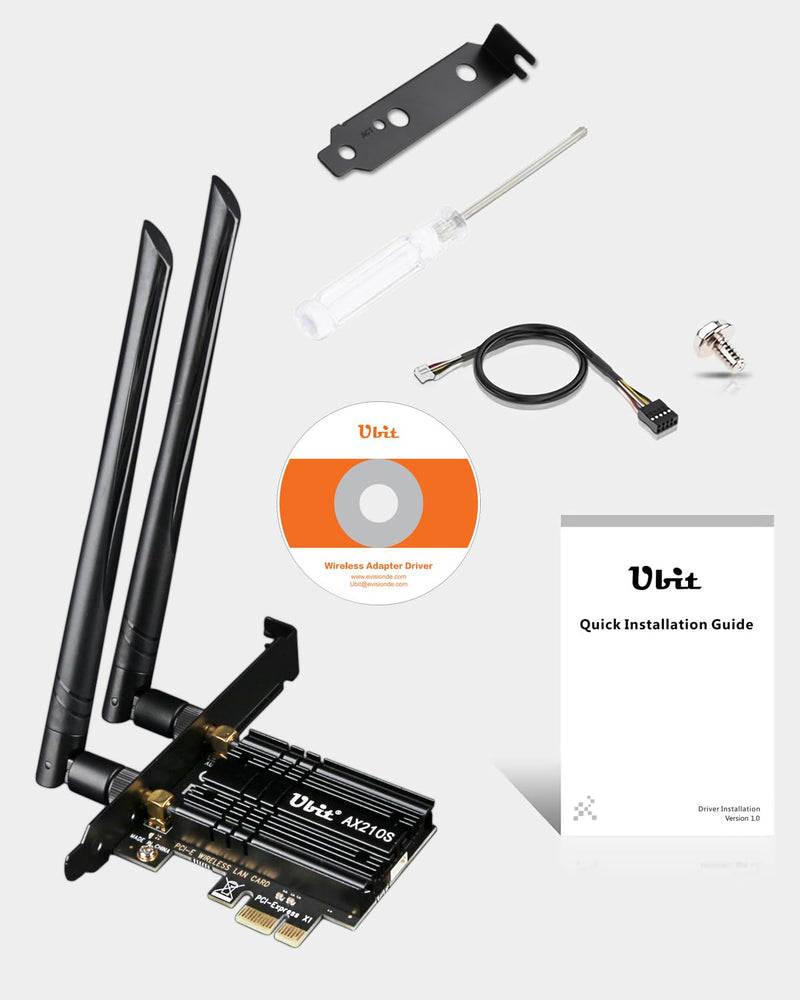 Ubit WiFi Card 6E 5400Mbps for Intel (6GHz&5Ghz&2.4GHz) PCIe WiFi Card, BT 5.2, PCIe Network Card with OFDMA,Ultra-Low Latency, Supports Windows 10/11 (64bit) WiFi 6E Tri-Band(Intel)