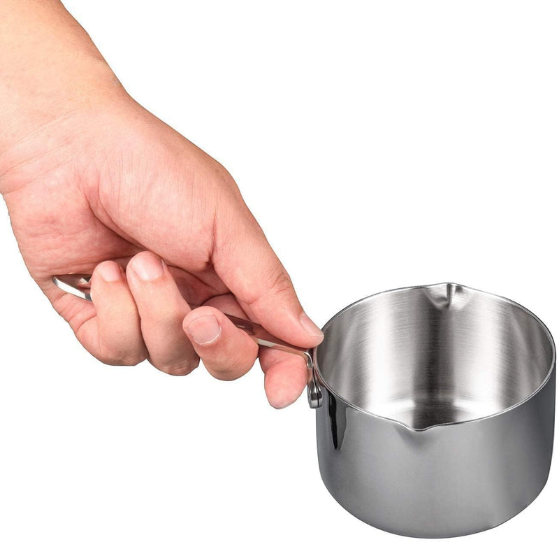 IMEEA 10oz/300ml Mini Butter Warmer Pot 18/10 Stainless Steel Small Sauce Pan with Dual Pour Spouts for Milk, Coffee, Single Serving 10 fl oz