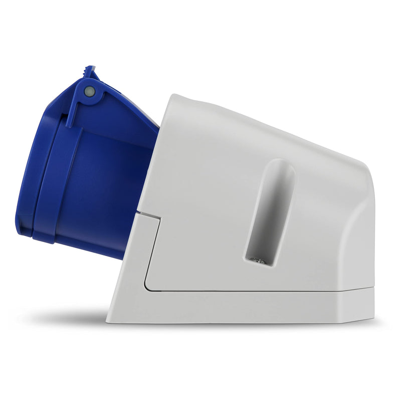 CEE surface-mounted socket - Provides you with optimal power outside - Caravan socket allows the use of all electrical devices, is suitable for continuous current - Camping socket IP44, blue wall socket