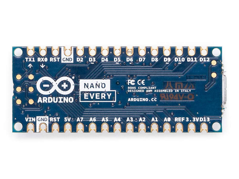 Arduino Nano Every (Single Board) [ABX00028-A] - ATmega4809 Microcontroller, 48KB Flash, 6KB SRAM, 20 Digital I/O Pins, 8 Analog Inputs, USB-C, Compatible with Arduino IDE for Embedded Projects Arduino Nano Every (Single Board)