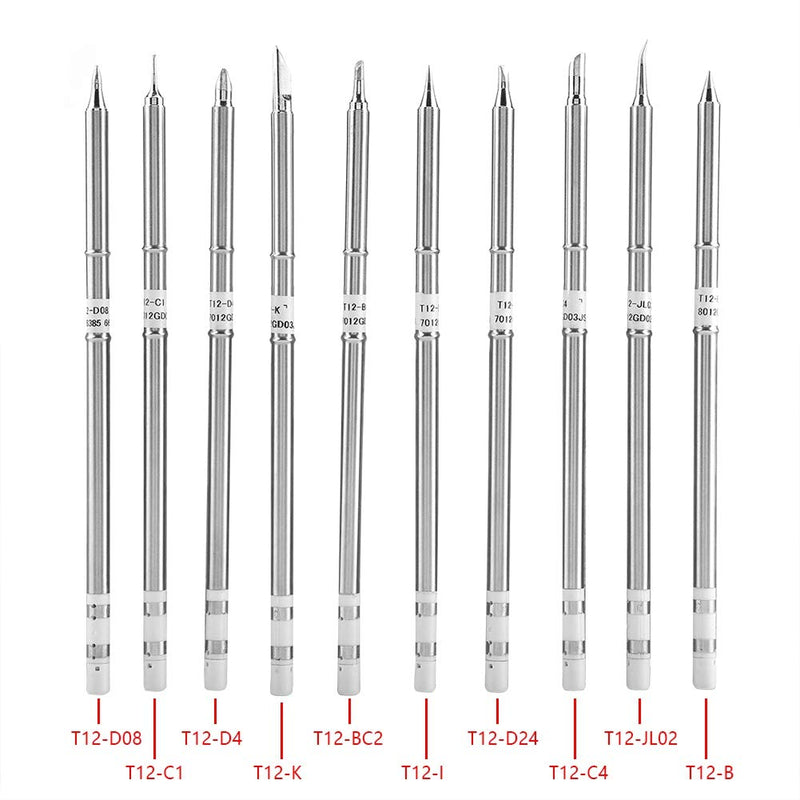 T12 Series Soldering Iron Tips Replacement Set for FX 951 Rework Station, 10PCS Nickel Iron Alloy Tips with Precise Thermal Response for PCB Repair and Electronics Soldering