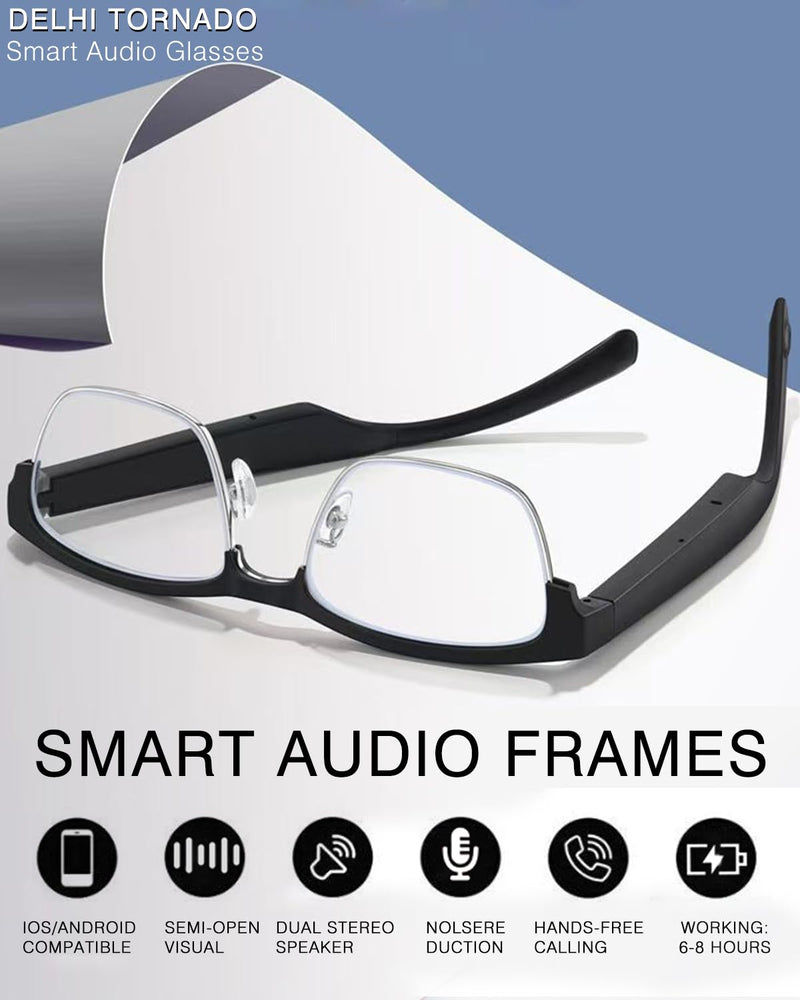 Smart Glasses, Bluetooth Sunglasses for Men Women- Blue Light Filter & UV Protection Sunglasses Lenses with Bluetooth Speakers, Touch&Voice control, Open Ear Music & HD Calling (Black Silver)