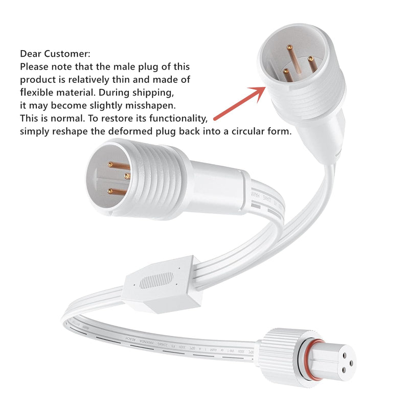 6.2Ft 2Pack Extension Cable for Go-vee Permanent Outdoor Lights Pro, Y-Shaped Cable Waterproof Extension Cord Compatible with Go-vee H706A H706B H706C
