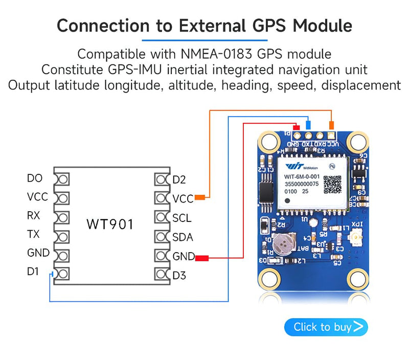 【10-Axis Barometer + Tilt Sensor】WT901B High Accuracy Accelerometer + Gyroscope + Angle + Magnetometer with Kalman Filtering, Three-axis MPU9250 AHRS IMU (IIC/TTL, 200Hz)