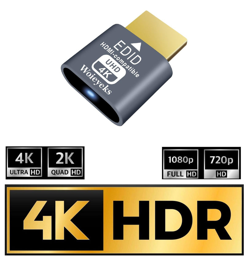3 Pack HDMI Dummy Plug 4K HDR,Virtual Monitor EDID Emulator, Headless Display Adapter,Supports up to 4k@60Hz,1080@120Hz HDMI 3 pack