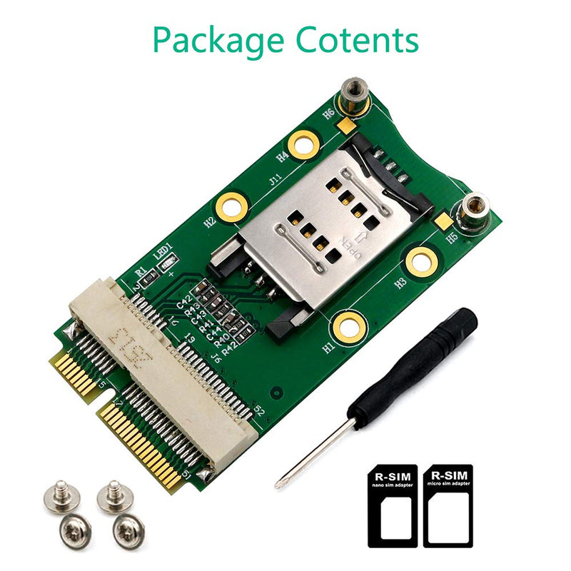 HLT Mini PCI-E Adapter with SIM Card Slot for Module to Motherboard Mini PCI-E Interface