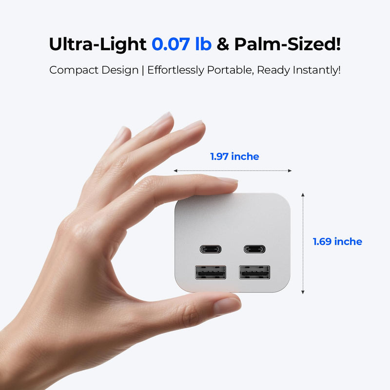 Mac mini M4 Dock, MiniPack Expansion Dock, 6-in-1 Aluminum Mac mini M4 Hub with 2xUSB A 10Gbps, 2xUSB C 10Gbps, SD/TF Card Readers with High-Speed Data Transfer & Multi-Device Connectivity