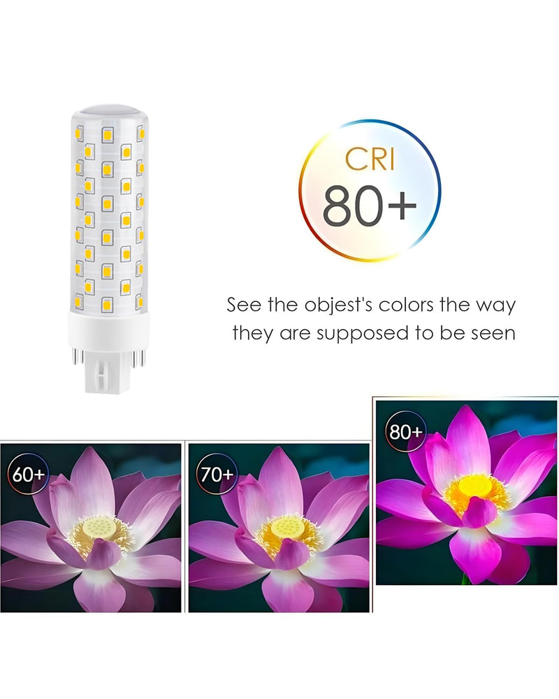 GX24Q LED Bulbs, 4000K Neutral White, 4-Pin Base CFL Light Bulb Replacement for 13W 18W 26W Compact Fluorescent Bulb in Bathroom Vent Fan, Kitchen Hood 10W 4-Pack (Ballast Removed Required)