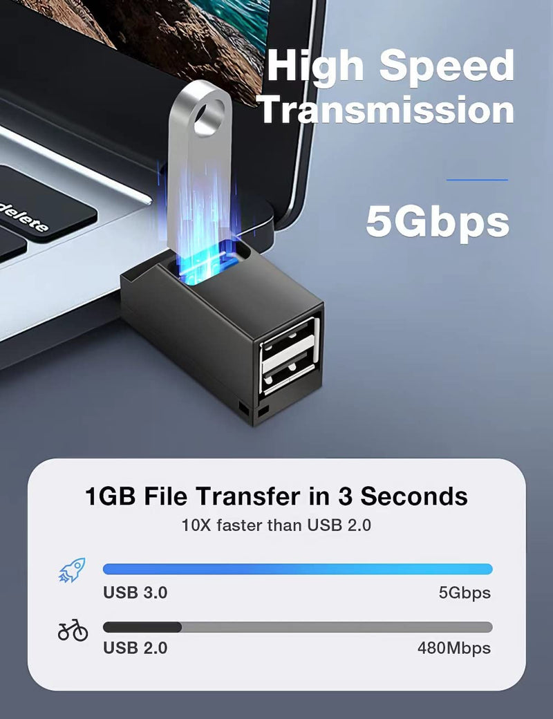 USB Hub 3.0, 3 Port USB Hub USB Splitter for Laptop, USB Expander USB Multiple Adapter for Mouse,Keyborad,Printer,Flash Drive,Xbox and More (Black with 3.0 * 1 Hub, 2.0 * 2 Hub)