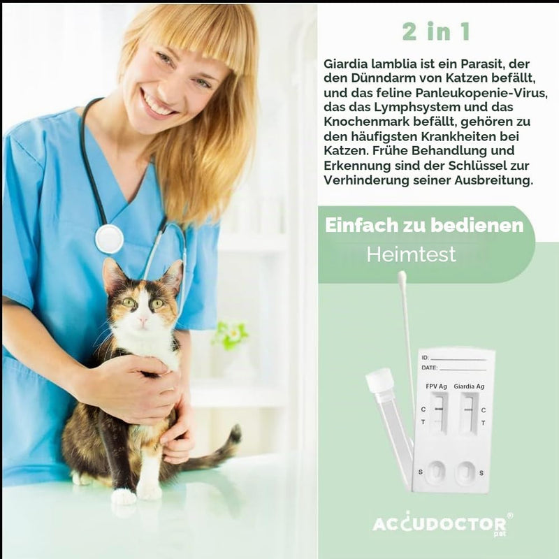 2 x AccuDoctor Test for Cats Giardia Lamblia Ag + FPV Panleukopenia Felina Chair Pet Diarrhoea Medium Fastest Invisible Cat Rapid Test for Giardia Giardia Giardia Worms Worm