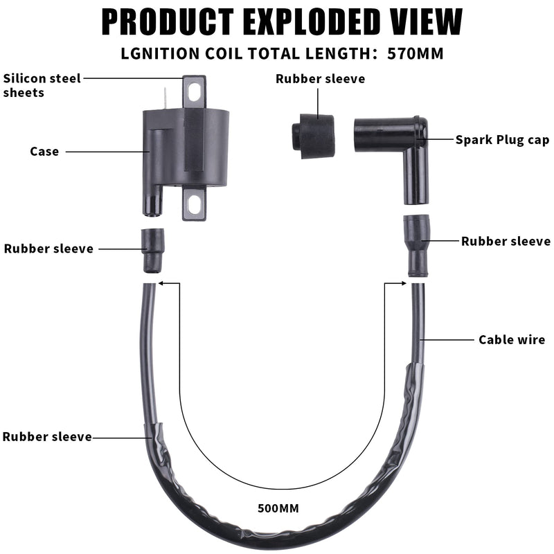 Ignition Coil Compatible with Yamaha PW 50 PW50 1981-2009 PW 80 PW80 1981-2009