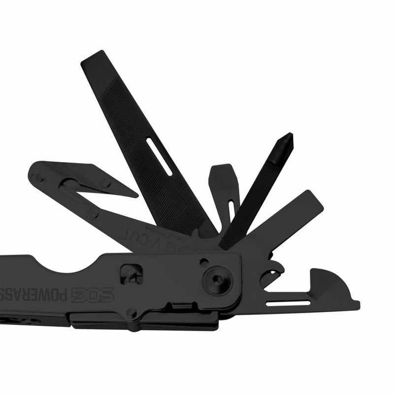 SOG Multi-Tool Pliers PowerAssist Pocket Knife with 16 Lightweight Specialty Tools and EDC Sheath (B66N-CP), Black
