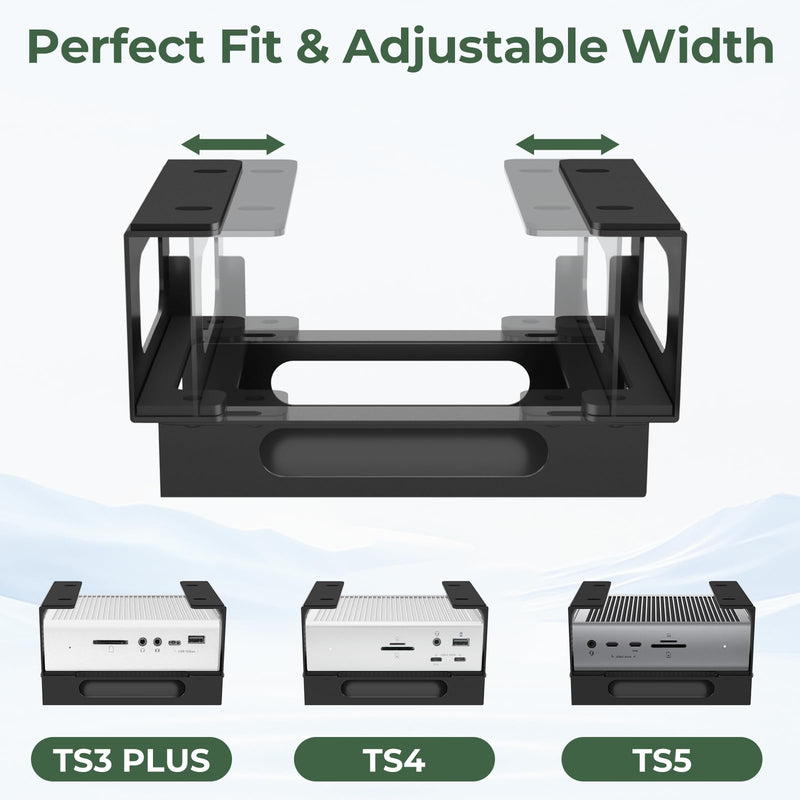 Under Desk Mount Fit for CalDigit Dock, Thunderbolt 3/4 Dock Holder, Compatible with CalDigit TS3 Plus/TS4/TS5, Adjustable Width with Cable Straps