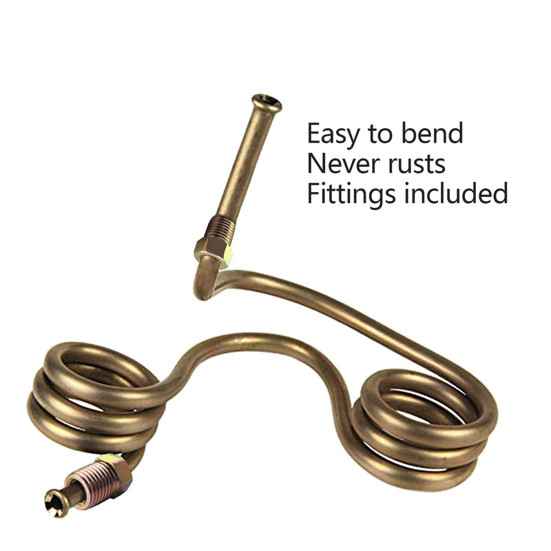 25 ft 3/16 Copper Coated Brake Line Kit Complete Replacement Brake or Fuel Tubing (Includes 16 Fittings), Easy to hand bend (.028) Wall Thickness, SAE Thread, Rust Proof 1 Kit, 3/16 × 25FT