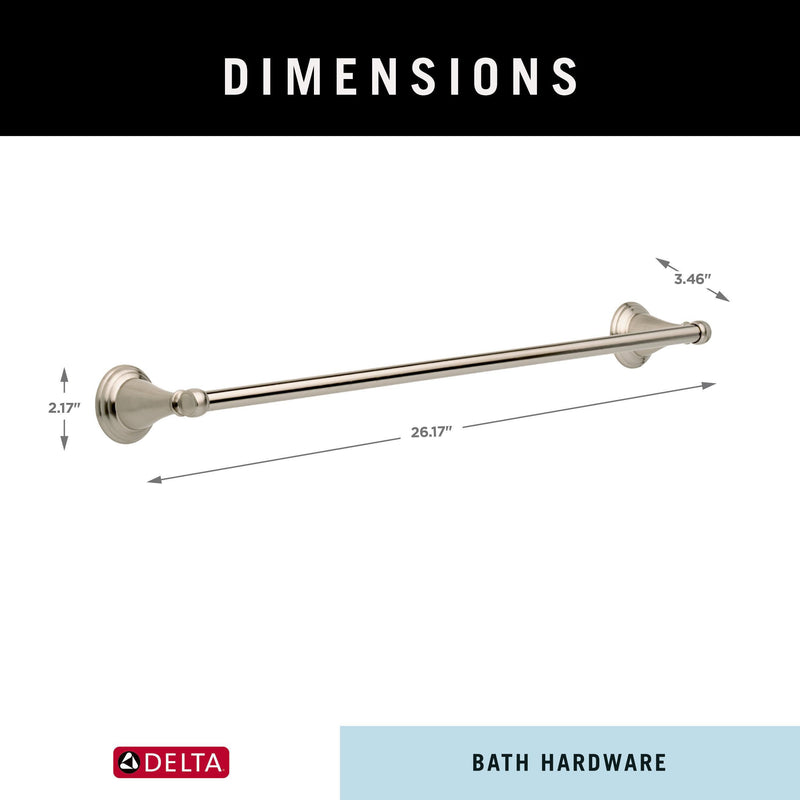 Delta Towel Rack | 24 Inch Brushed Nickel Towel Bar for Bathroom, Kitchen | Windemere Accessories