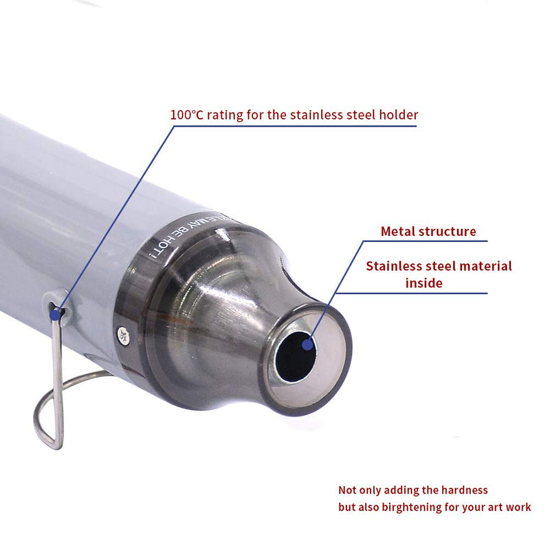 mofa New Mini Hot Air Gun Electric 300W Mini Shrink Heat Tool Embossing Heat Tool Mini Hot Air Gun DIY Tool (Silver) Silver
