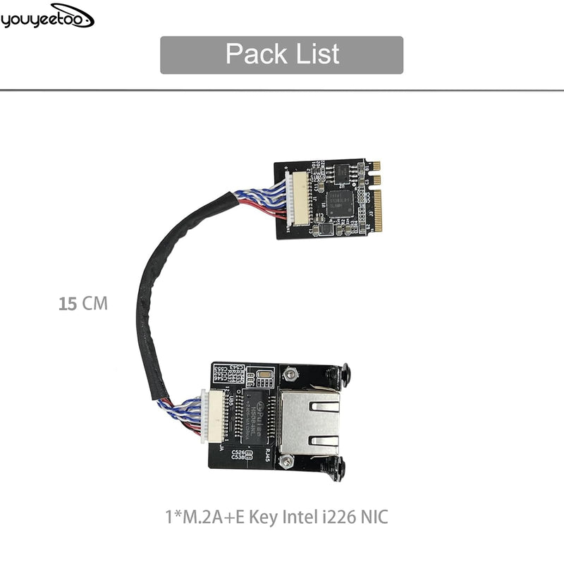 youyeetoo i226-V Gigabit 2.5G Ethernet Server NIC Card - M.2 Interface for Enhanced Network Speeds,Support youyeetoo X1 X86 SBC, 10/100/1000/2500 Mbps RJ45 LAN (M.2 A + E Key,15CM) M.2 A + E Key 15CM
