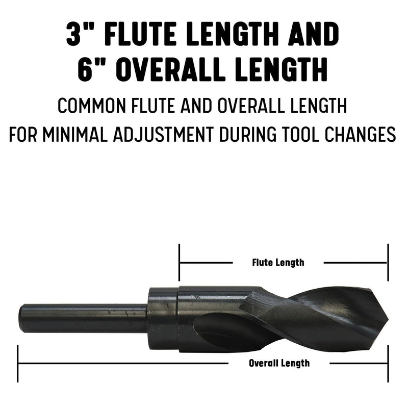 Drill America - DWDRSD1-3/64 1-3/64" Reduced Shank High Speed Steel Drill Bit with 1/2" Shank, DWDRSD Series 1-3/64"
